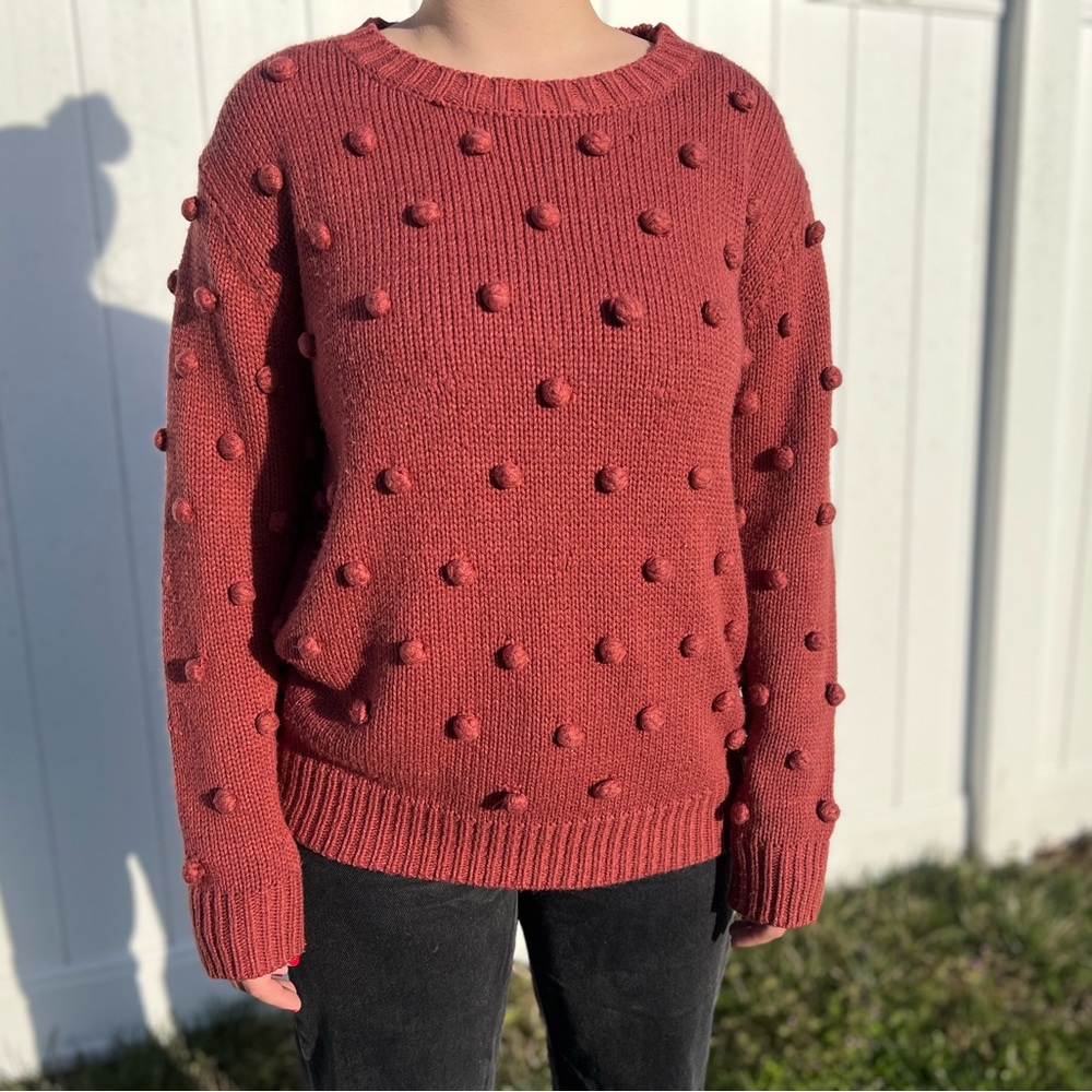 Entro Bubble Popcorn 3D Pom Pom Sweater in Dusty Rose
